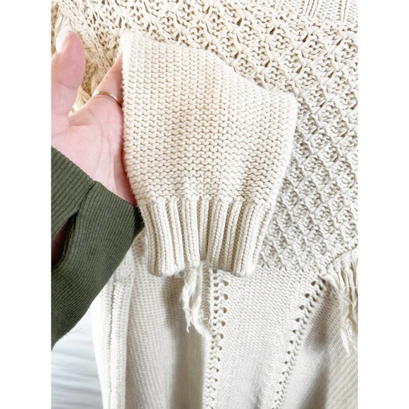Chelsea and Violet Fringe Cream Knit Pullover Sweater Size L - Picture 4 of 7